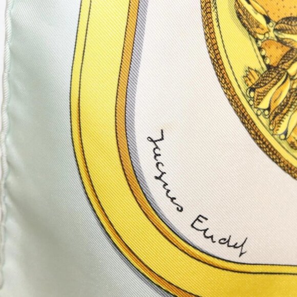 HERMES Carre 90 Scarf ""GRAND APPARAT"" Silk Light Blue Auth - Picture 12 of 14